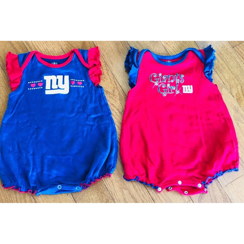 NFL NY Giants Girl Infant 12Months Creeper One Piece Lot Of 2 Outfits